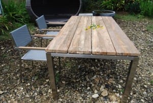 Dining Table, Recycled Teak - Stainless Steel Dining Table Kenny