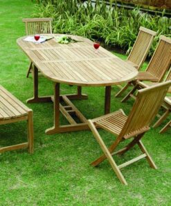 Classic Side Oval Table with Backless Bench Set