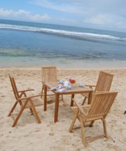Milton Teak Outdoor Dining Set with Stacking Chair